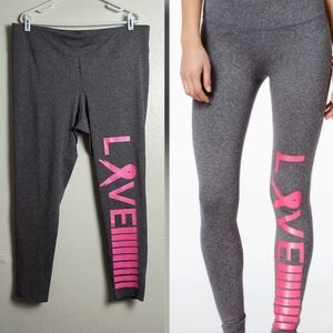 Material Girl Gray and Pink Leggings Women's Size 2X Active Casual